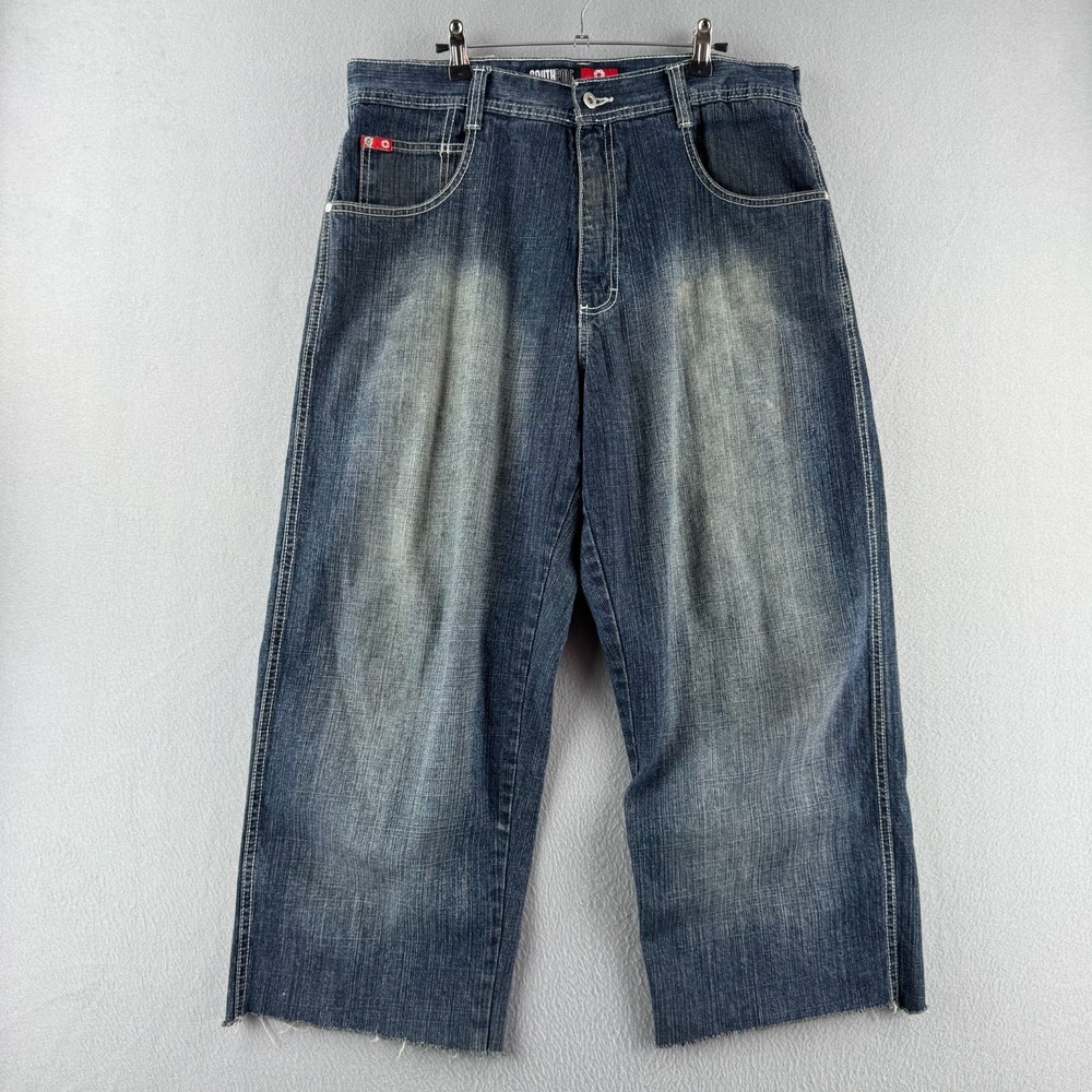 Southpole Jeans Mens 36x25 Cropped Red Tab Baggy Y2K Capri